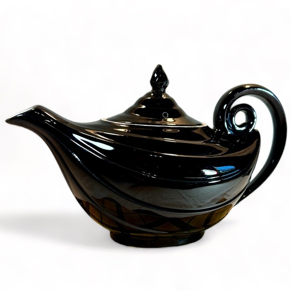 HALL CHINA Rhythm Black, Aladdin Genie Lamp, Tea Pot, Ceramic circa 1939… - Picture 3 of 9